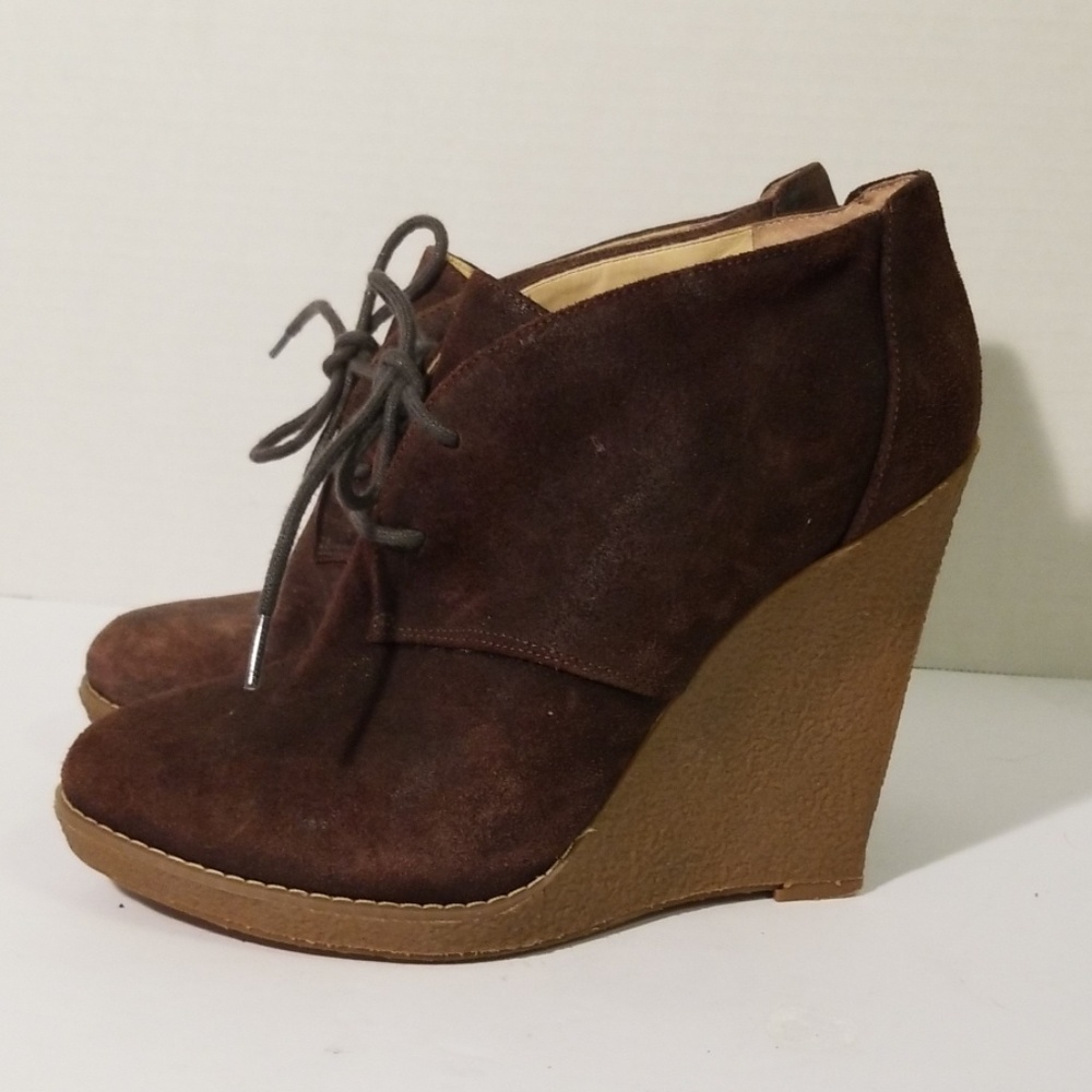 Enzo Angiolini brown suede wedge shoe booties Size 7.5
